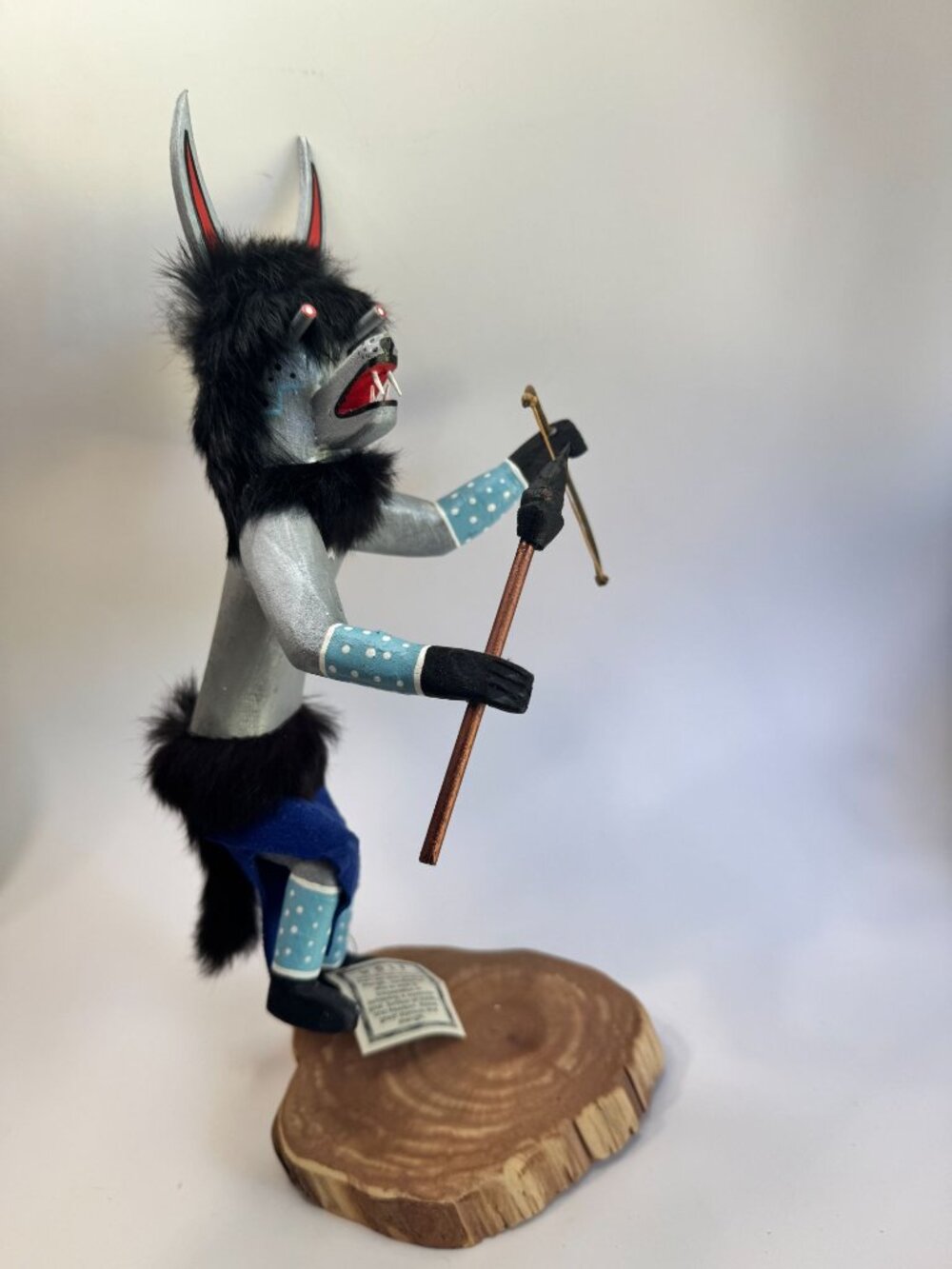 Wolf Navajo Kachina Doll PL Begay 14" Dine Signed Bow Arrow Native American - Picture 5 of 9